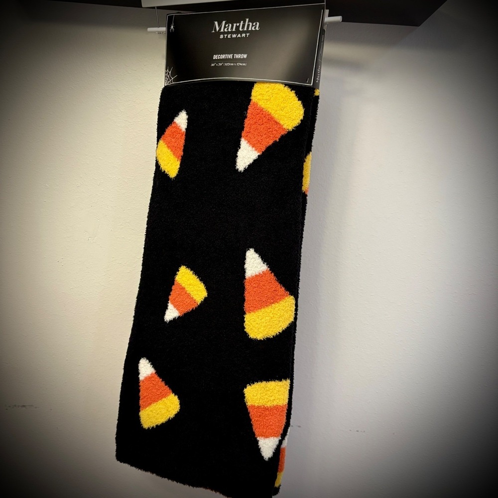 Martha Stewart Halloween Candy Corn Decorative Throw Blanket 50" x 70"